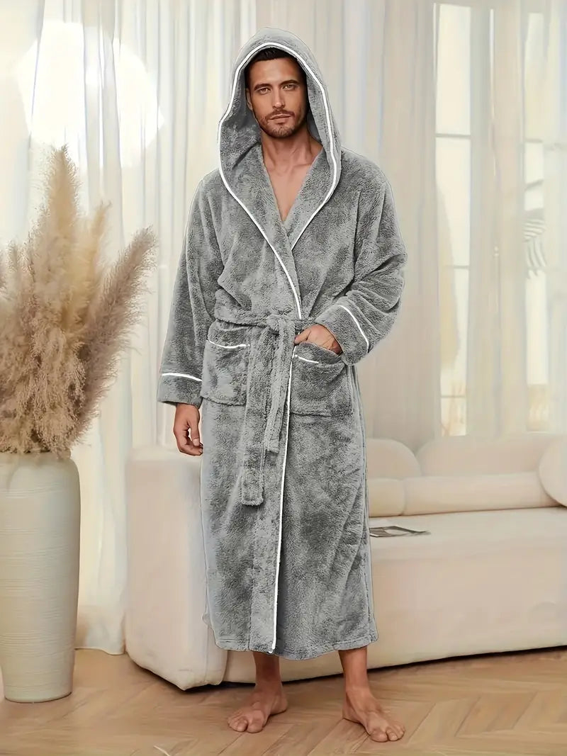 Luxurious Men’s Black Fleece Bathrobe 🖤✨