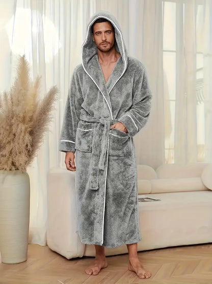 Luxurious Men’s Black Fleece Bathrobe 🖤✨