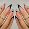 Romantic Almond Nails - Matte Black & Pink Design