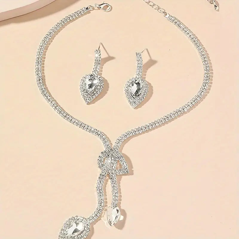 All-in-One Glam Crystal Evening Bag with Matching Necklace & Earrings