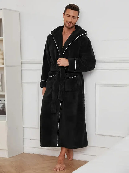 Luxurious Men’s Black Fleece Bathrobe 🖤✨