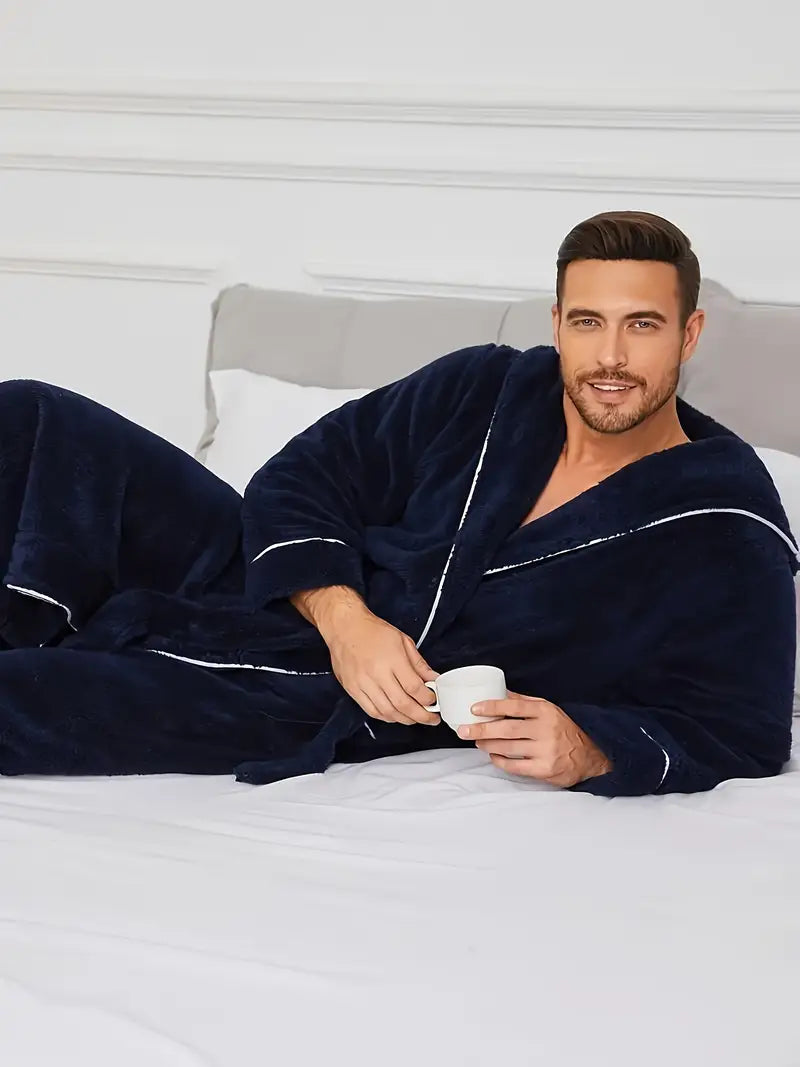 Luxurious Men’s Black Fleece Bathrobe 🖤✨