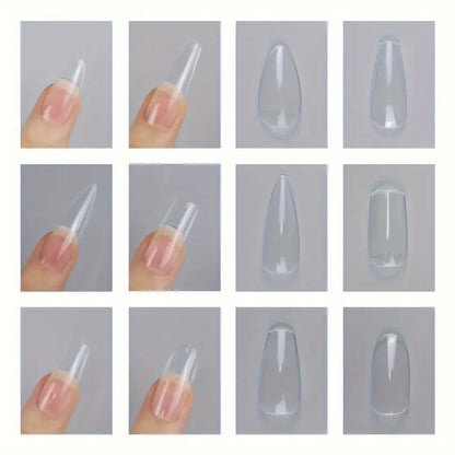 Sleek Medium-Length Clear Nail Tips for Versatile Designs