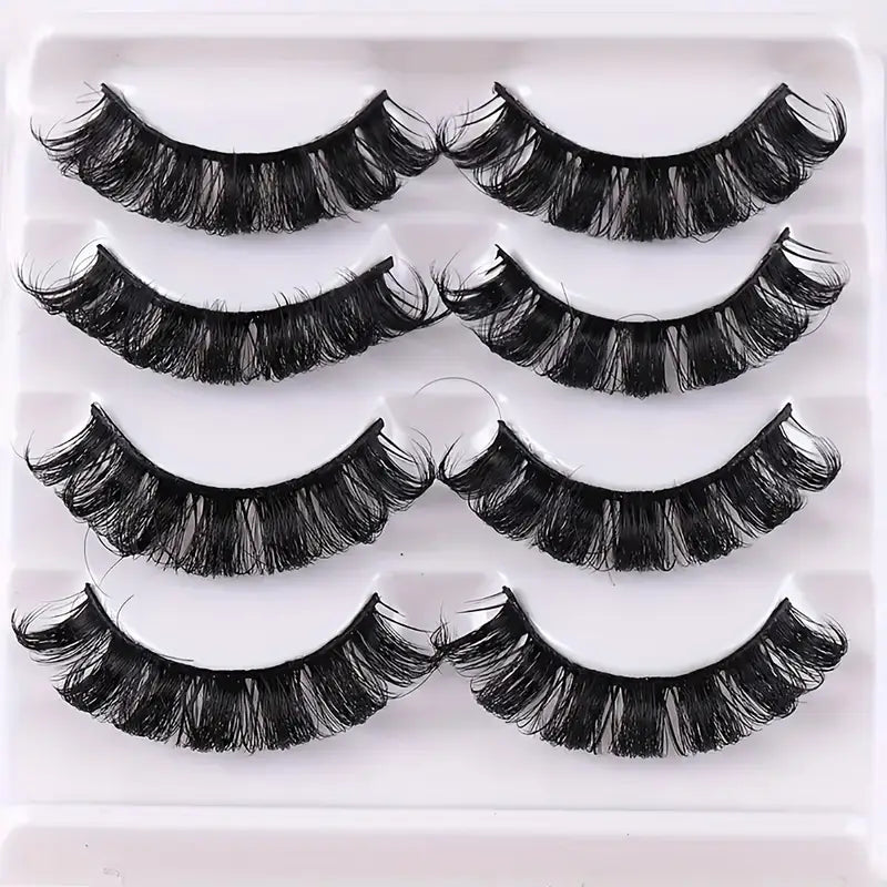 4 Pairs Faux Mink 3D False Eyelashes Long & Natural Look