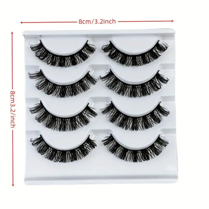 4 Pairs Faux Mink 3D False Eyelashes Long & Natural Look