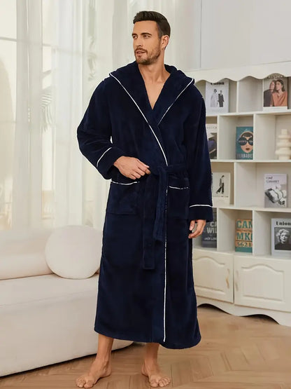 Luxurious Men’s Black Fleece Bathrobe 🖤✨